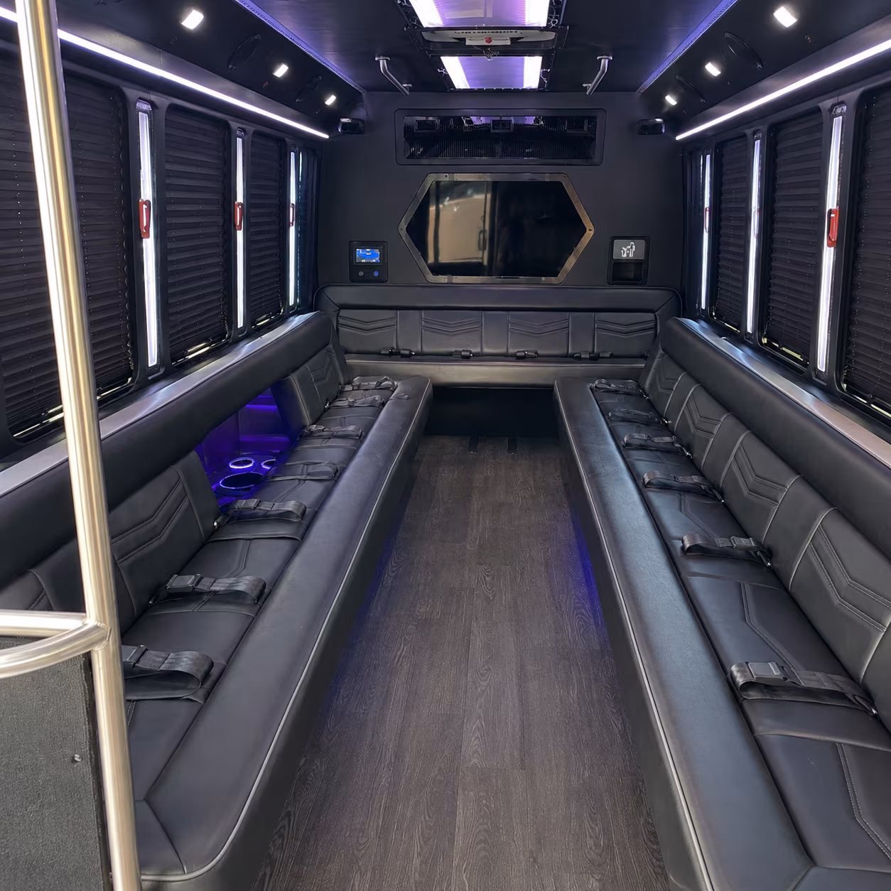 little rock 18 passenger party bus interior