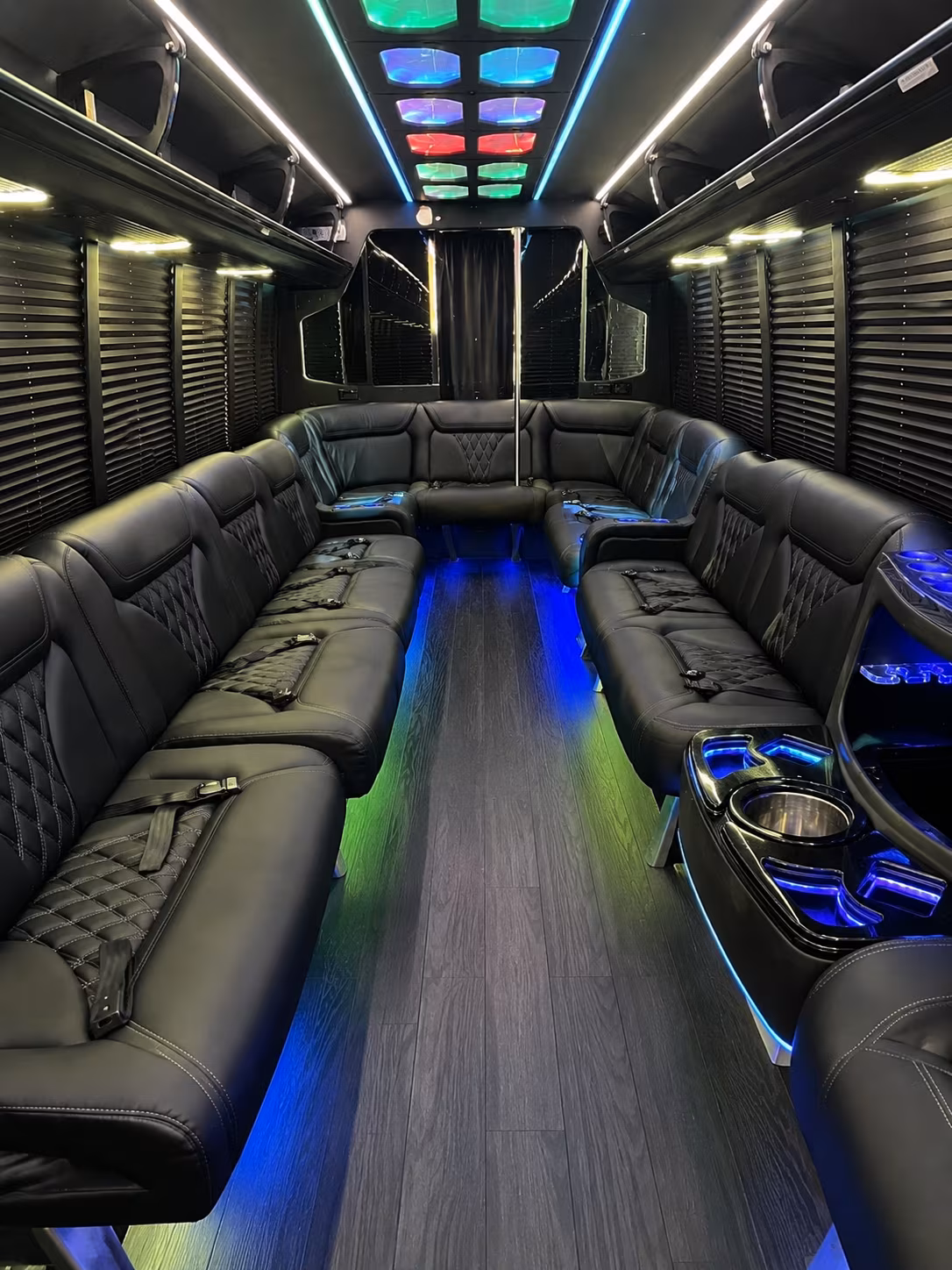 little rock 20 passenger party bus interior