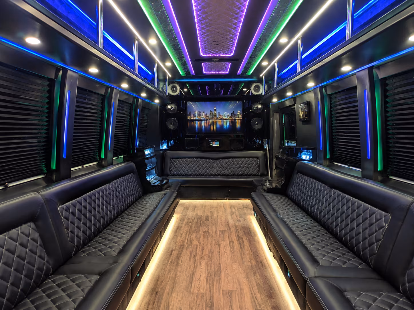little rock 25 passenger party bus interior