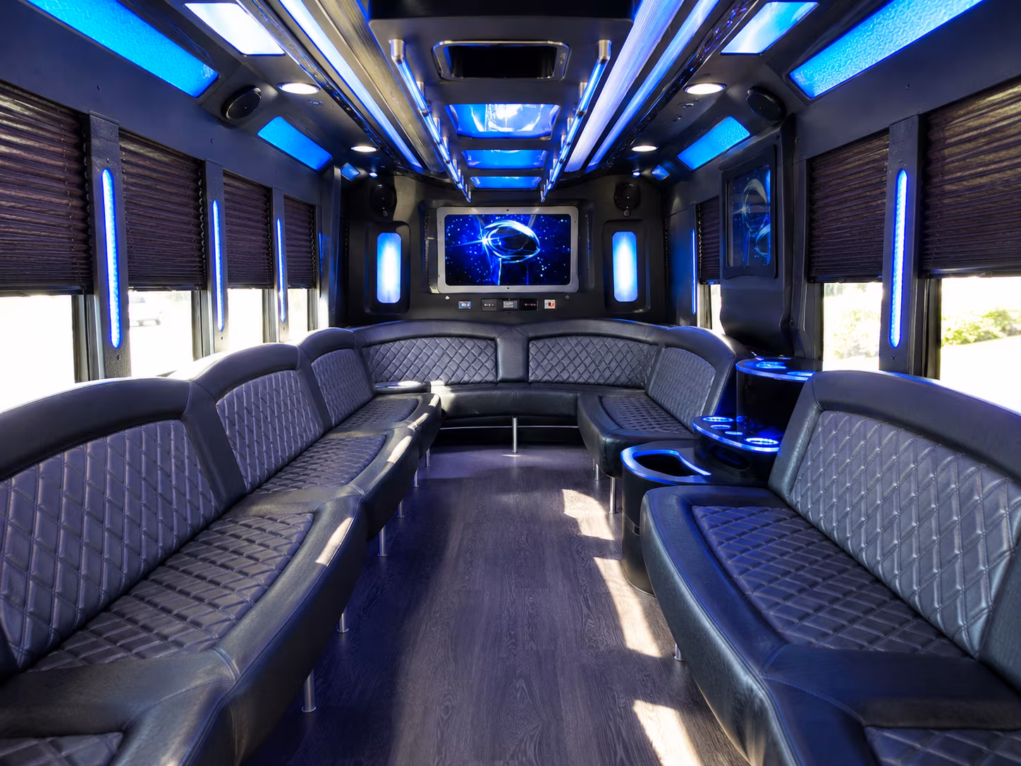 little rock 28 passenger party bus inside