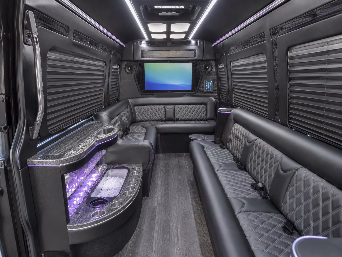 little rock 30 passenger party bus inside