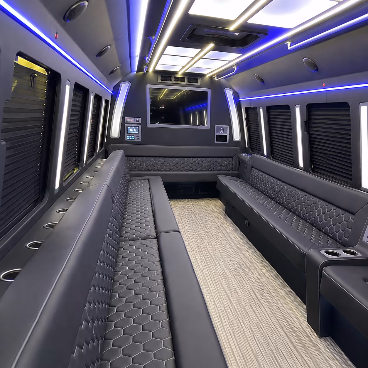 little rock 40 passenger party bus inside
