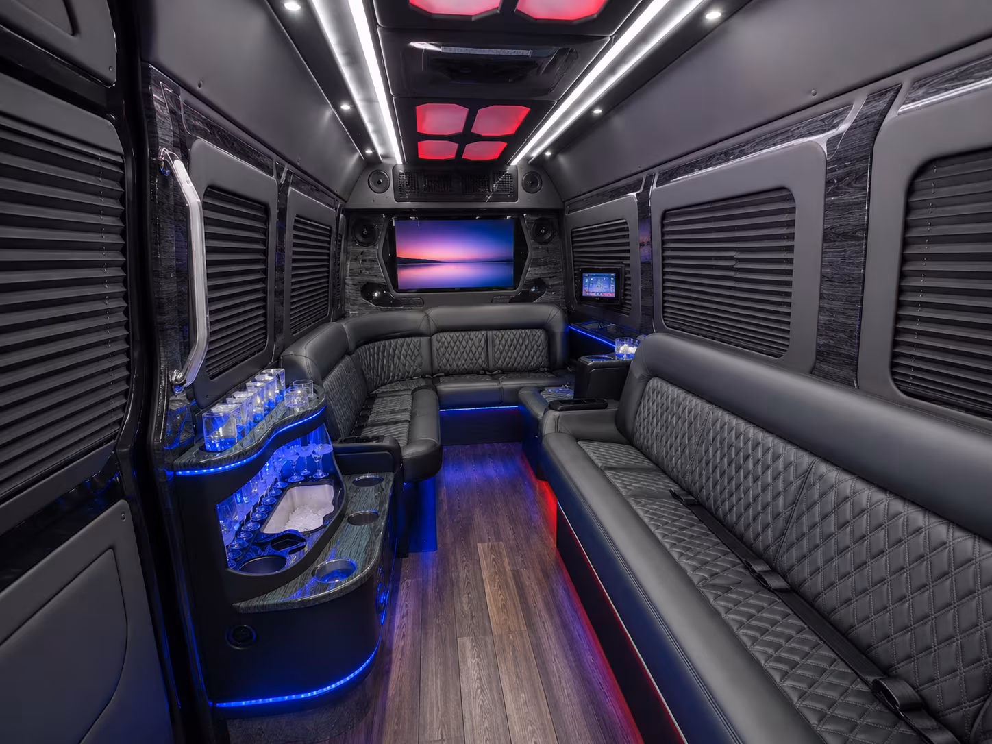 little rock 50 passenger party bus inside